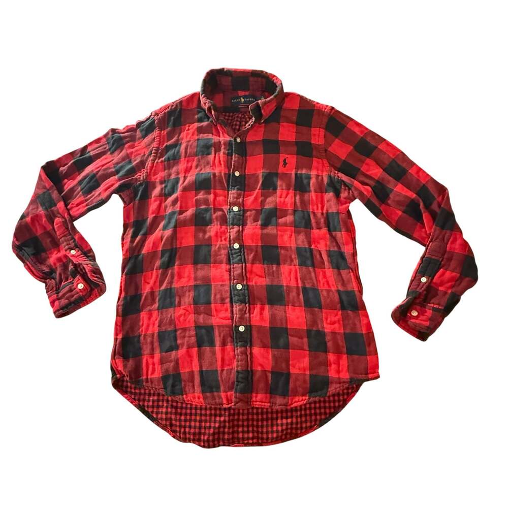 Polo Ralph Lauren Classic Fit Red & Black Buffalo Plaid Flannel Button-Down Med